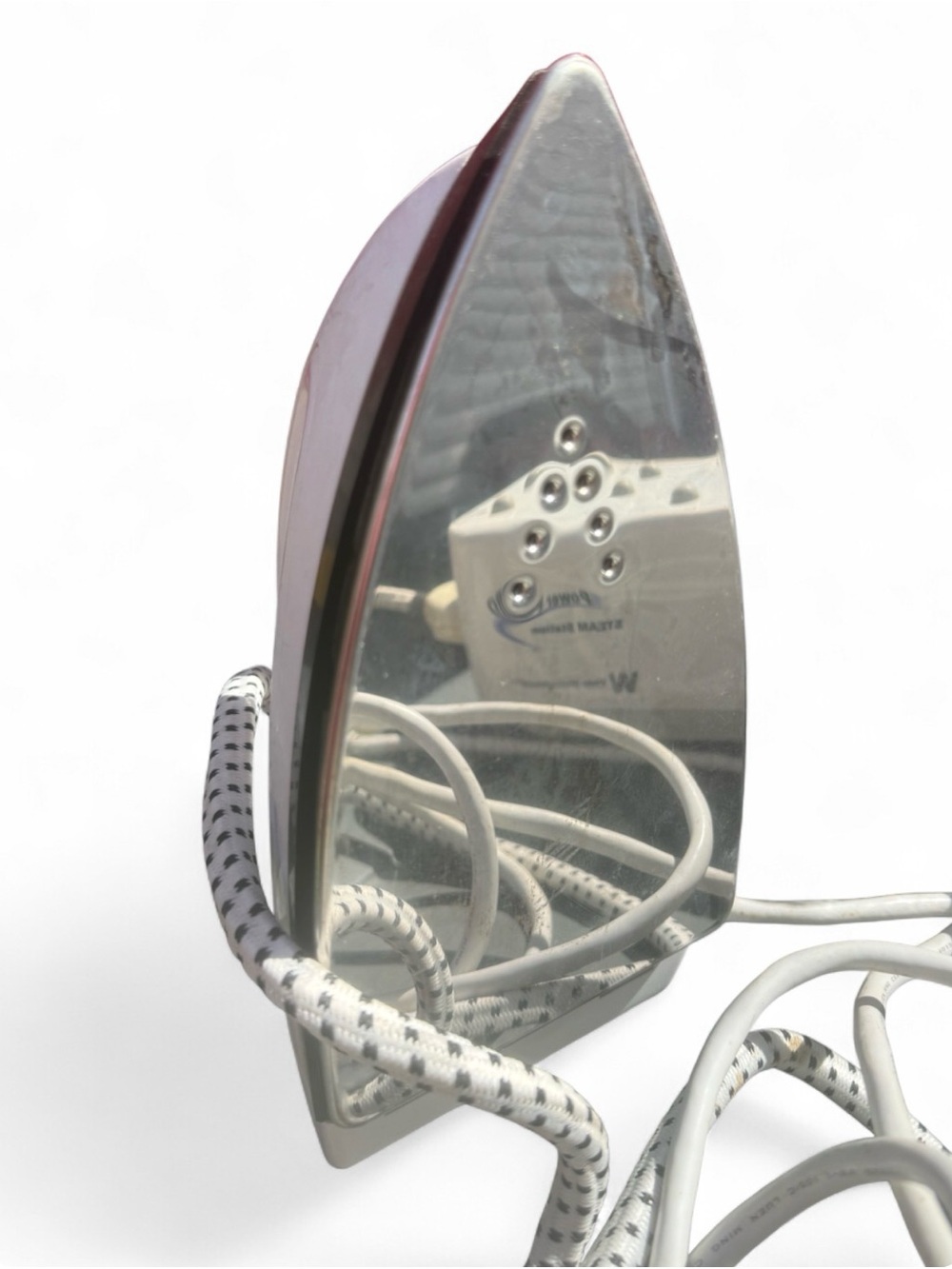 Small Steam Iron in Silver and Light Pink